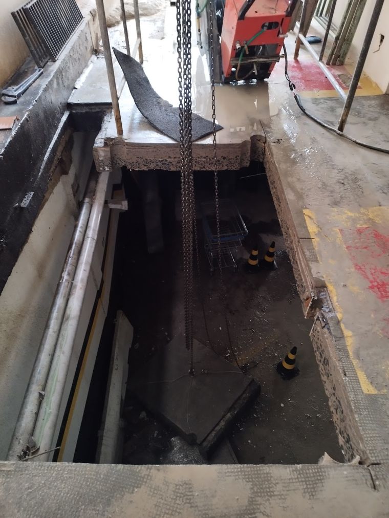 Detalhe de corte em concreto armado